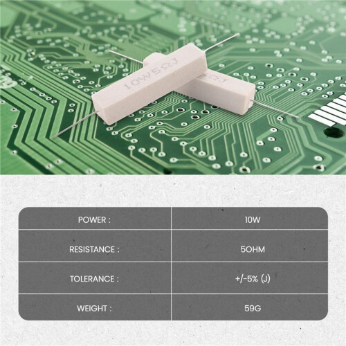 5pcs Wirewound Ceramic Cement Resistor 5 Ohm 10W Watt 5% 2