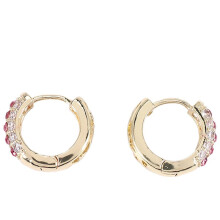 Elegant Orecchini A Cerchio Con Pietre Cz Per Donne. Monili Piercing Placcati Oro - Oro