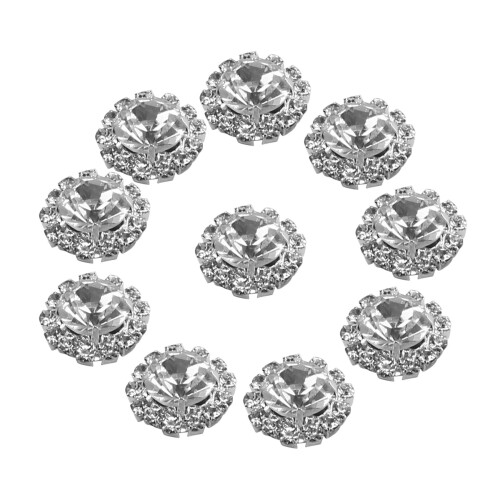 Crystal Rhinestone Button Flat back Decoration DIY 15mm 10 Pcs Clear
