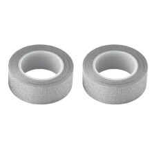 2 X 10M Glitter Washi Tape Stick Zelfklevend Decoratief Decora DIY Papier Zilver