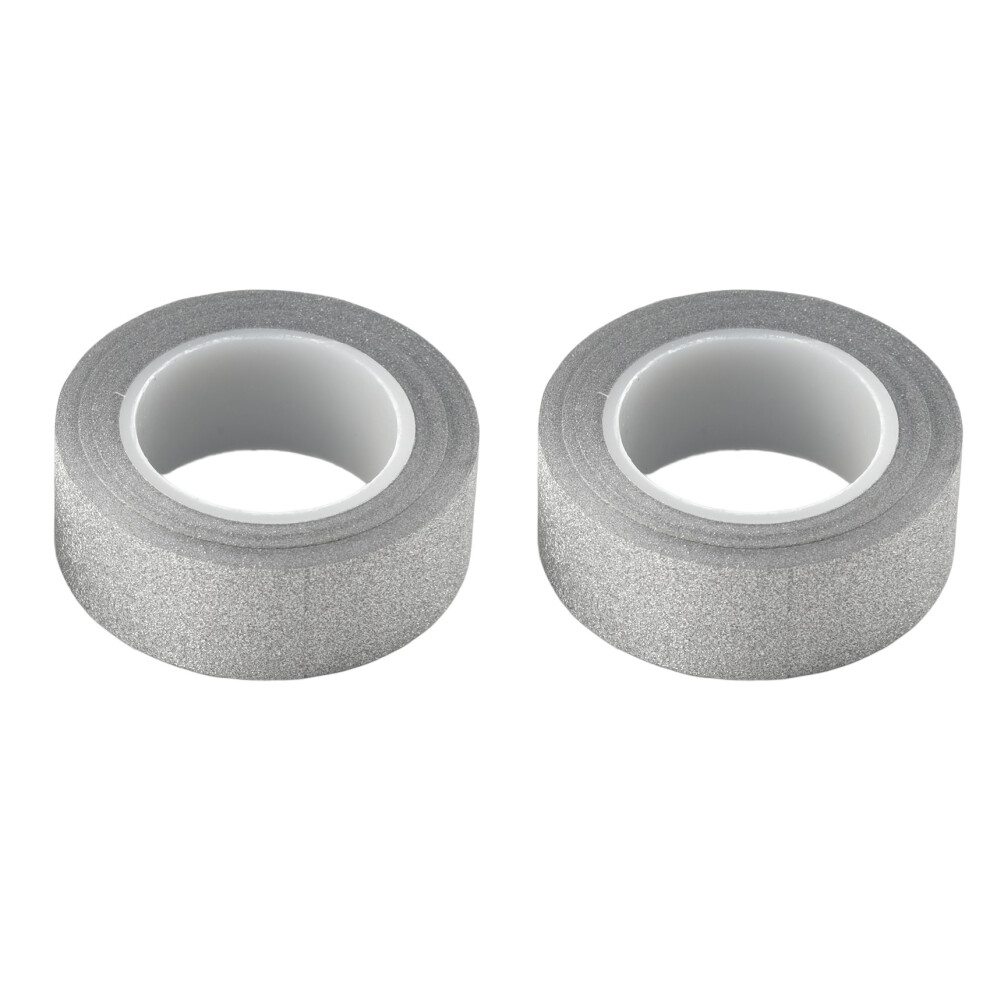 2 X 10M Glitter Washi Tape Stick Self Adhesive Decorative Decora Diy Paper Silver 6031816343023