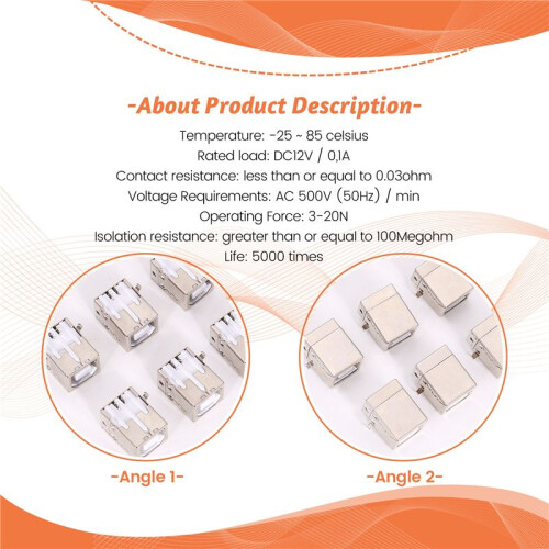 Lot of 6pcs Replacement USB Connector socket Type B Female Right Angle 2