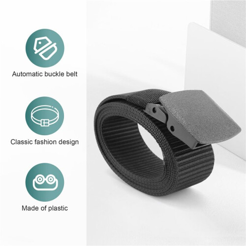 Wild Men'S Canvas Belt Metal Free Plastic Automatic Buckle 2