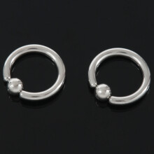 1 Pair Stainless Steel Captive Bead Ear Rings Hoop BCR Studs Piercing Jewelry Steel color, 2g(6mm)*16mm