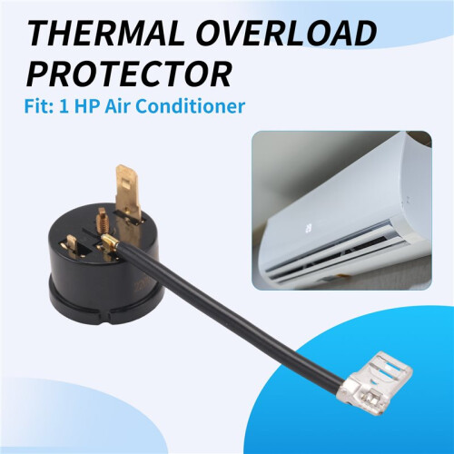Plastic Compressor Thermal Overload Protector for 1HP Air Conditioner with Wire Black 1