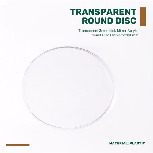 Transparent 3mm thick Mirror Acrylic round Disc Diámetro:100mm 1