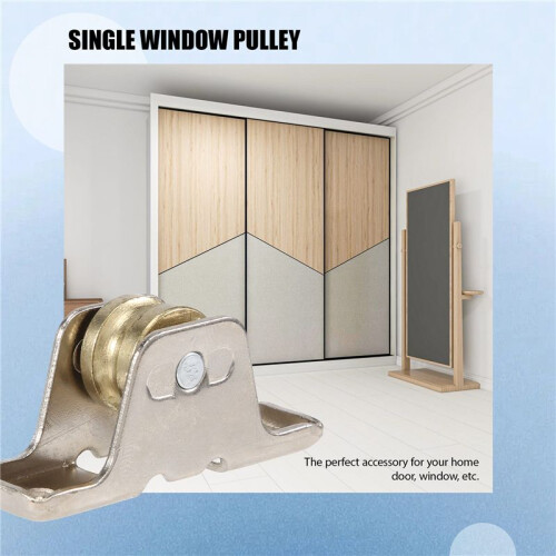 1.6cm Dia Single Roller Window Pane Pulley Doors Wheel Silver + Gold 2