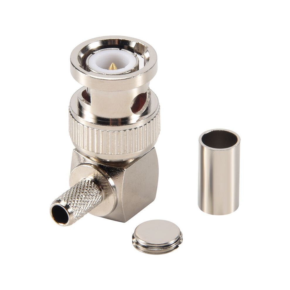 Bnc Male Plug Right Angle Crimp For Rg58 Rg400 Rfc195 Rf Coax Adapter Connector, Silver 6031470000584