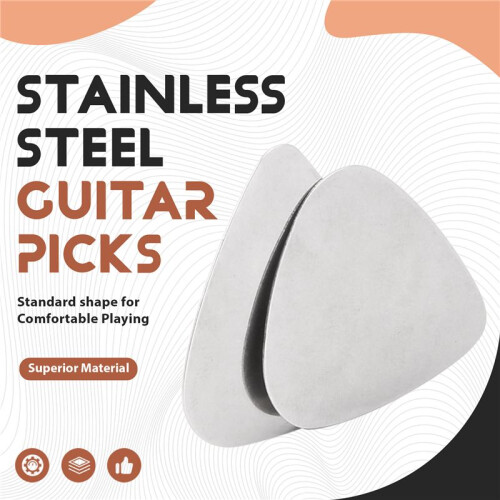 6x Stainless Steel Guitar Picks - Silver 1