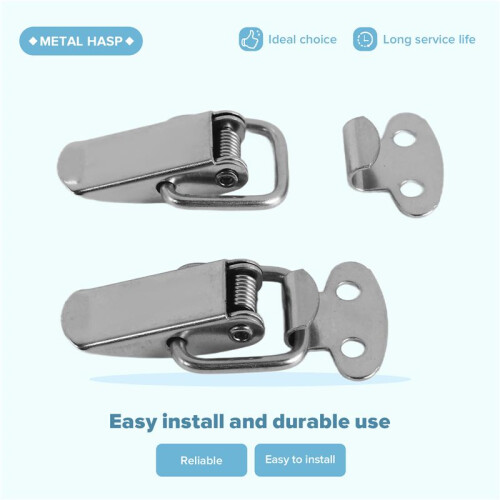 Cabinet Silver Tone Spring Loaded Toggle   Hasp 4 pcs 2