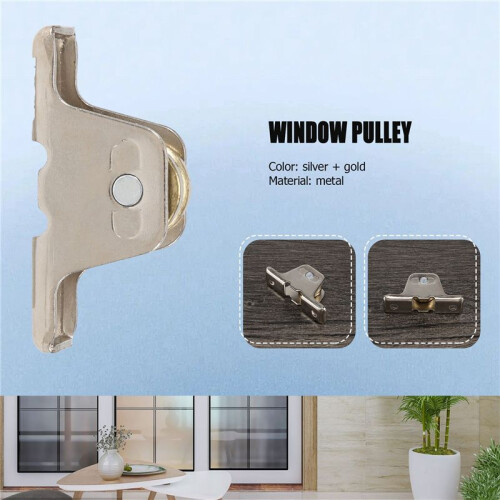 1.6cm Dia Single Roller Window Pane Pulley Doors Wheel Silver + Gold 2