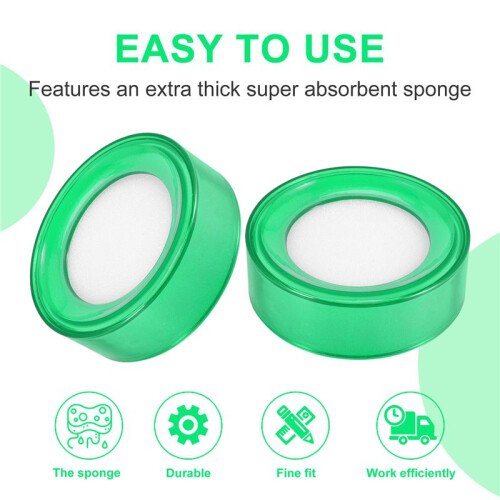 Plastique vert 7cm Dia Eponge doigt mouille argent Caissier 2 Pcs 1