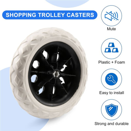 Black White Plastic Core Foam Shopping Trolley Cartwheel Casters 1
