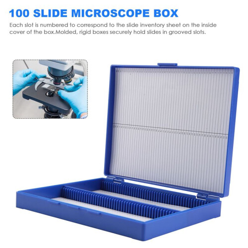 Royal  Plastic Rectangle Hold 100 Microslide Slide Microscope Box 1