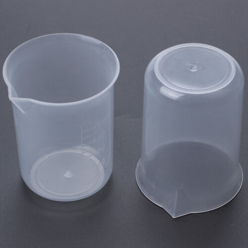 50mL Graduated Beaker Clear Plastic Measuring Cup for Lab 2 Pcs 2