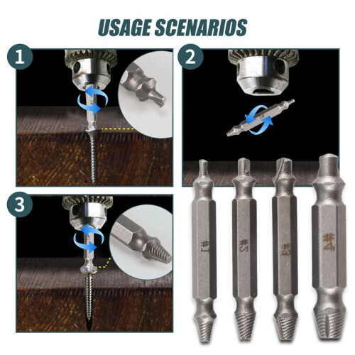 4X Screw Extractor Drill Bits Guide Set Broken Bolt Remover Easy Out #1 #2 #3 #4 2