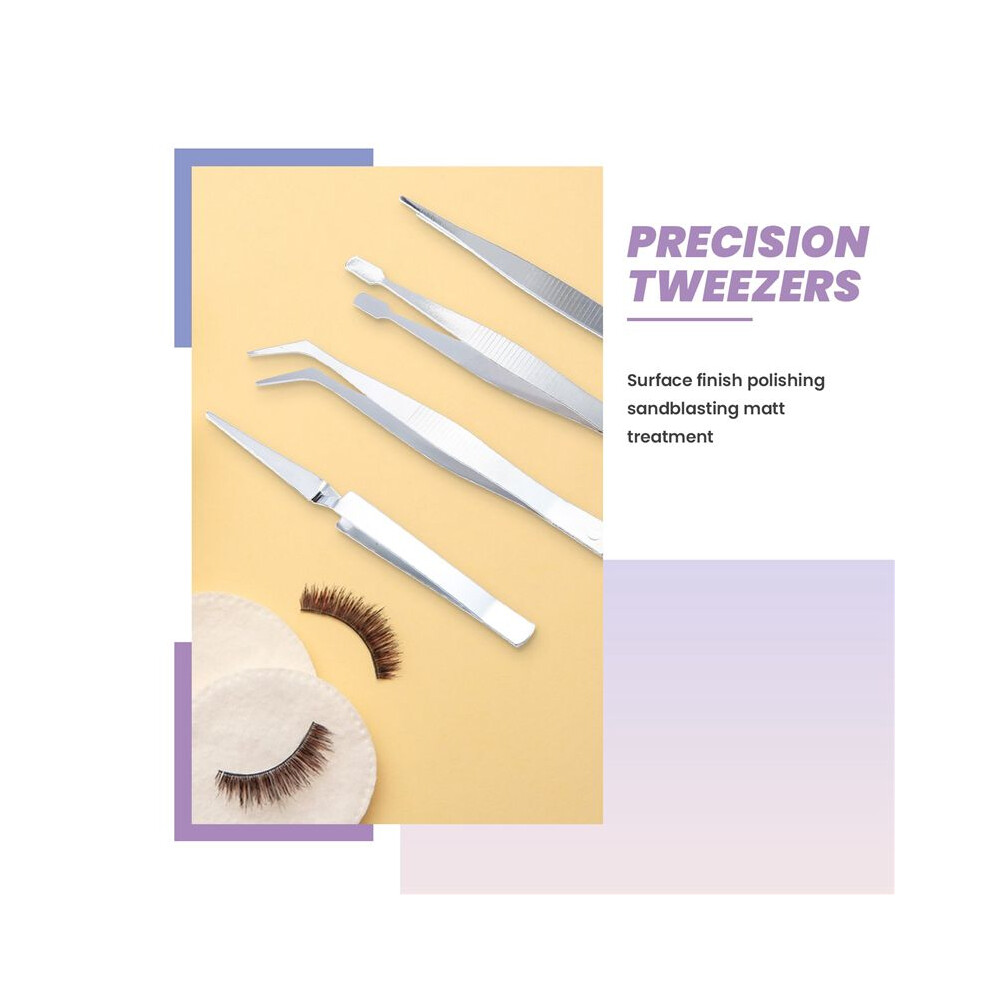 4Pcs/Set Precision Tweezers Stainless Steel Thick Electronics Forceps Eyebrow Tweezers Anti-Skid Makeup Repair Multi Tools