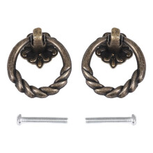 2pcs Vintage Cabinet Drawer Dresser Cupboard Pull Handle Knob with Screws--Antique Brass