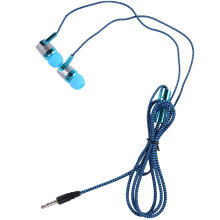 H-169 3.5mm MP3 MP4 Cablaggio cavo intrecciato per subwoofer, cuffie musicali universali con controllo filo di grano (blu)