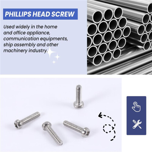 M2 X 8Mm 304 Rostfritt StåL Phillips Pan  Skruvar Bolt 60St 1