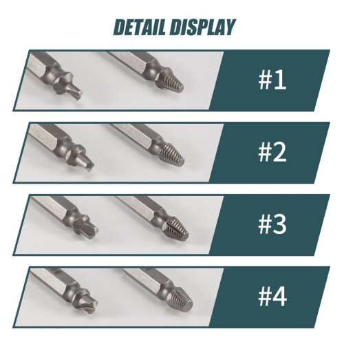4X Screw Extractor Drill Bits Guide Set Broken Bolt Remover Easy Out #1 #2 #3 #4 1