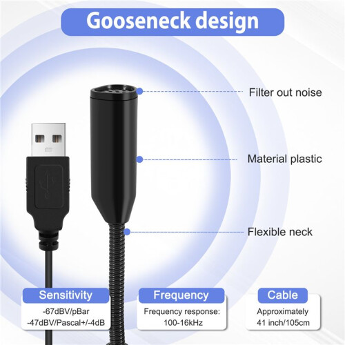 USB Microphone Web Flexible Noise Canceling Mic For  PC Computer Laptop Stand 1