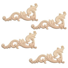 4 Stueck Verzierung Ornament Holz Ornamente Handgemacht fuer Schrank Moebel Ecke 15x7.5cm