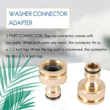 2 Pack Brass Garden Hose/Hosepipe Tap Connector 1/2 Inch and 3/4 Inch 2-in-1 Female Threaded Faucet Adapter