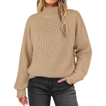 Dametrøje med rullekrave i akryl, ensfarvet, S-2XL