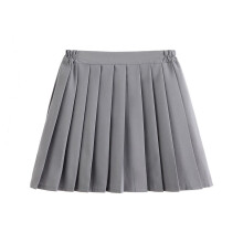 Girls' Casual Summer Uniform Skirts, Elastic-Waist Pleated Skirt for School Performance – Gray, Ages 15-16