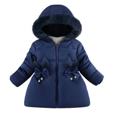 Cappotto invernale imbottito da bambina con cappuccio e fodera in pile.