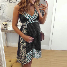 FAMTKT Maternity Summer Clothes, Ladies Summer Fashion Print Sleeveless Suspenders Maternity Clothe Dress, Summer Outfits for Women, Prom Dress