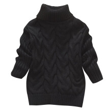 Suéter de cuello alto para niños y niñas, suéter grueso de punto trenzado, tops de otoño/invierno, cálido, de color liso, manga larga, suéter