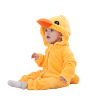 Mono térmico con capucha de patito amarillo para bebés – Traje de invierno de franela polar para gatear, body para recién nacidos, compatible