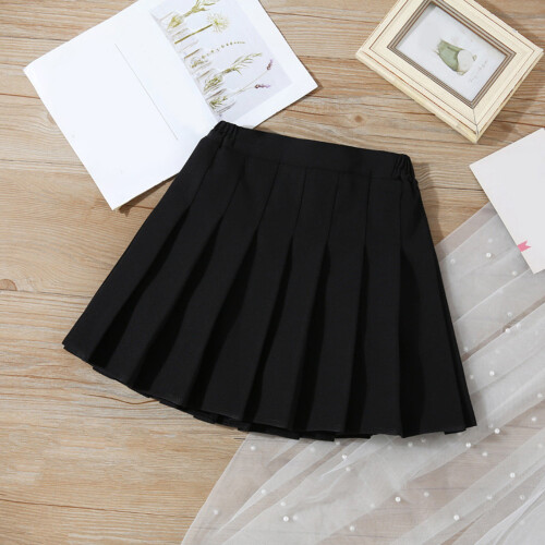 Φούστες σχολικών στολών για κορίτσια, μονόχρωμες, ελαστικές, ψηλόμεσες, πλισέ 1