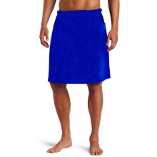BYLORA Serviettes de bain pour homme, Peignoir de douche ajustable en coton éponge avec fermeture velcro et poche - Bleu royal - XXL