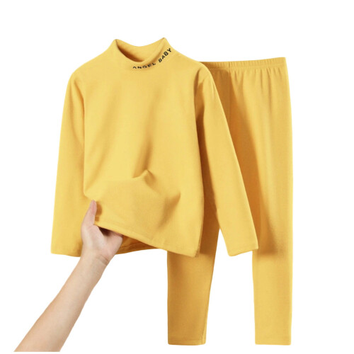 Boys Thermal Base Layer Set Fleece-Lined Crew Neck Top and