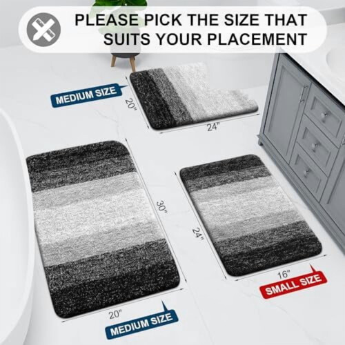 Microfiber Shag Bath Rug Non-Slip Absorbent 47x20 in 1
