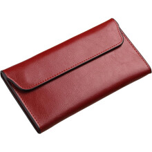 Retro læderkuvertpung til kvinder – tynd, kortholder og clutch med stor kapacitet, kompatibel med iPhone og Android