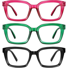 Occhiali da lettura per uomo e donna - Occhiali da lettura oversize Oprah Square anti-abbagliamento/affaticamento visivo con cerniera a molla