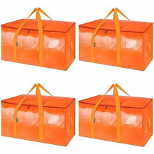 Set van 4 extra grote verhuisdozen met verstevigde handvatten, robuuste opbergtassen voor kleding en verhuisbenodigdheden (Orangel, 4-pack)