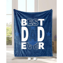 Couverture douce en polaire bleue pour papa – Cadeau d'anniversaire de la part de sa fille/son fils, « Meilleur papa du monde », Couverture