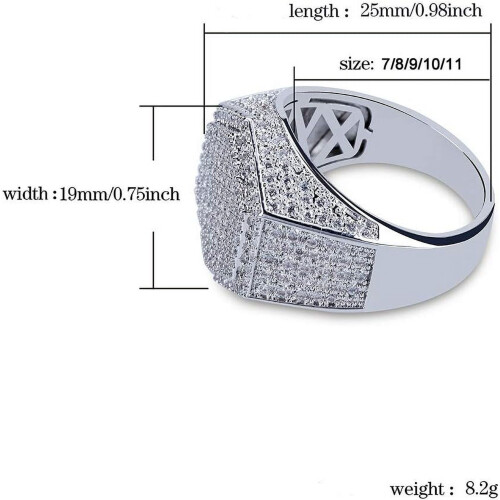 Ανδρικό δαχτυλίδι Iced Out CZ Hexagon Bling Pinky, επιχρυσωμένο με χρυσό 18 καρατίων, δαχτυλίδι 1