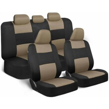 Housses de siège PolyPro, ensemble complet beige/noir – Banquette avant et arrière fractionnable pour voitures, installation facile, compatibles