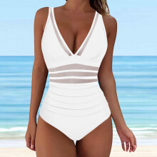 Ärmelloses, einfarbiges Bikini-Set für Damen, Push-up-Badeanzug mit Bauchkontrolle, Strandbekleidung – Kompatibel mit allen Standardgrößen