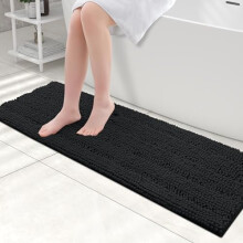 Covor de baie cu dungi Chenille, 129x43 cm, extra gros, absorbant, antiderapant, shaggy, lavabil la mașină, compatibil cu podelele standard ale