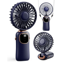 Tragbarer 3-in-1-Ventilator (Hand-/Nacken-/Tischventilator), 4000 mAh, LED-Anzeige, 90 faltbar, 5 Geschwindigkeitsstufen,