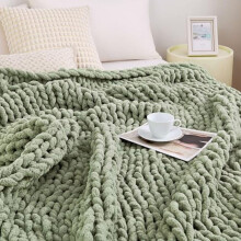 Chunky Knit Blanket Throw Sage Green 51x63 inches