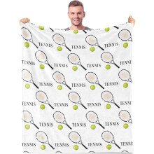 Couverture de tennis pour enfants et adultes, jeté en flanelle douce et pelucheuse (102 x 127 cm), cadeau idéal pour les fans de tennis :