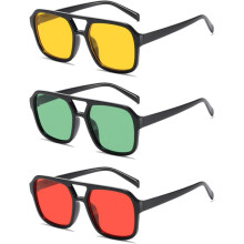 Lunettes de soleil aviateur carrées rétro années 70 pour femmes et hommes, style vintage rectangulaire, monture plate, tendance